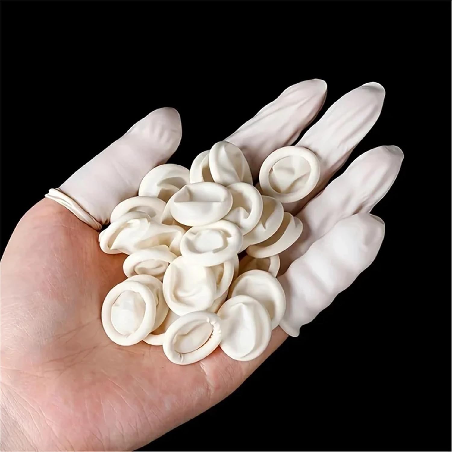 Large Disposable Nitrile Finger Cots 600 Pcs Disposable Fingertips Protector Gloves Natural Rubber Non-Slip Anti-Static Latex Finger Cots Durable Tool(White)
