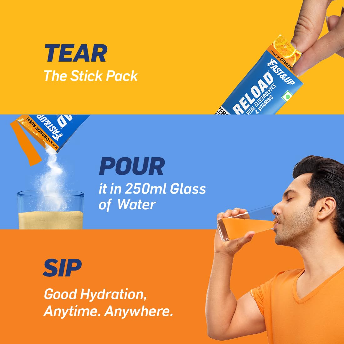 Fast and Up Relod Zero Sugar Instant Hydration Mix - Orange Rush | Electrolyte Powder | Pack of 15 | Traveling Fast and Up Relod Zero Sugar Instant Hydration Mix - Orange Rush | Electrolyte Powder | Pack of 15 | Traveling