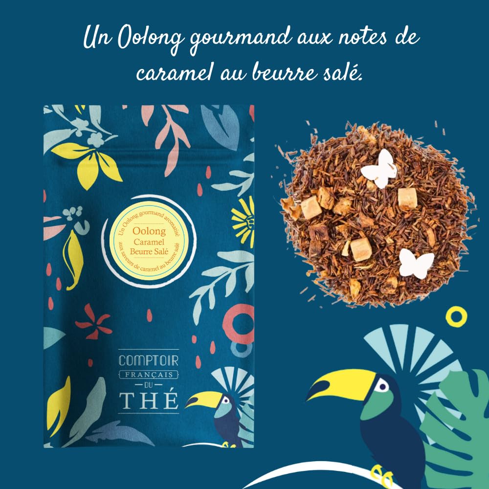 2x100g de Thé semi-fermenté - Oolong Caramel COMPTOIR FRANÇAIS DU THÉ | Notes de au caramel beurre salé - Très gourmand, notes de caramel beurre salé - Thé en vrac, sachet zip refermable