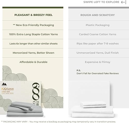 Miniatura 29 de Mayfair Linen - Juego de sábanas tamaño individual XL de 600 hilos, 100 % algodón, 3 piezas, refrescantes, en Yaxa, para colchón profundo