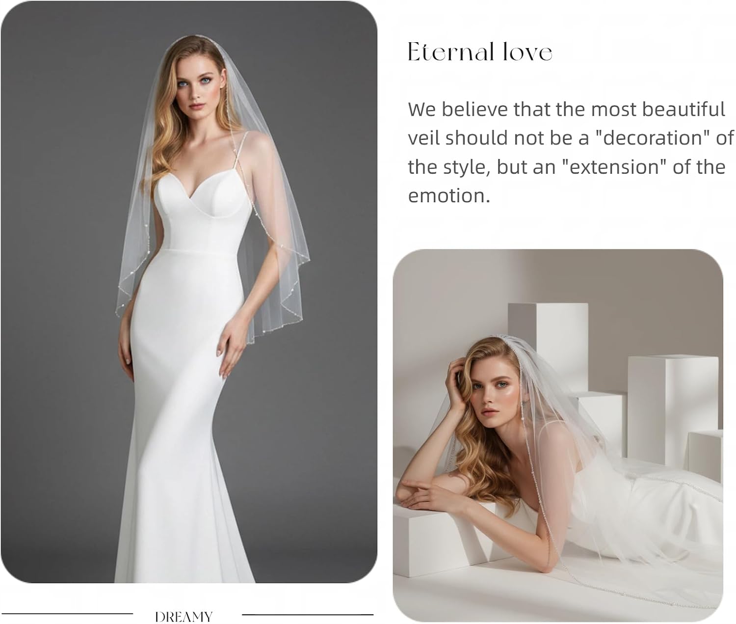 Wedding Veil Pearls Beaded Edge 1 Tier Soft Tulle Bridal Veil with Comb Four sizes