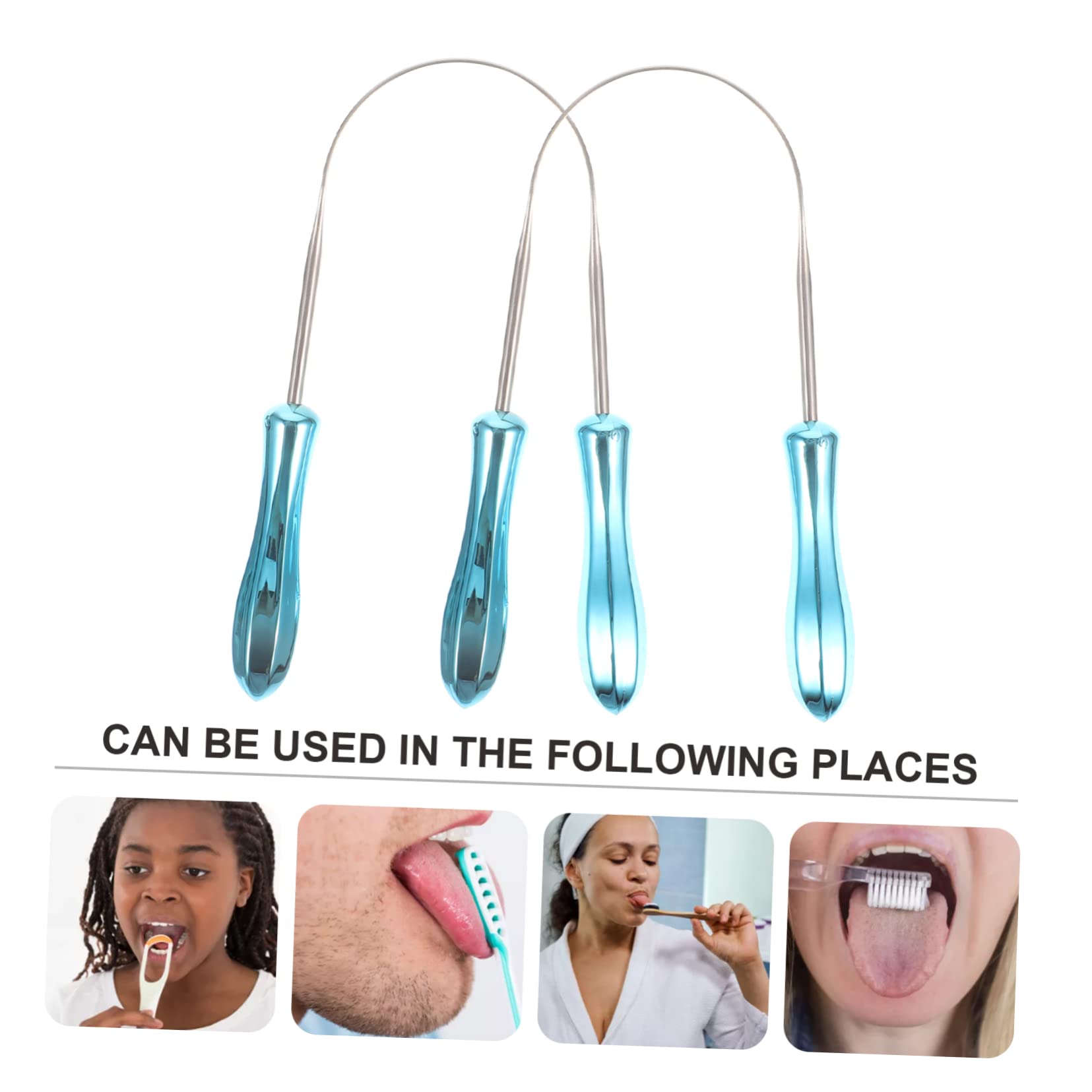 Angoily 10pezzi Raschietti Per Lingua Acciaio Inossidabile U-shaped Strumenti Per Pulizia Linguale Rimozione Alitosi e Igiene Orale Confezione Da Opp