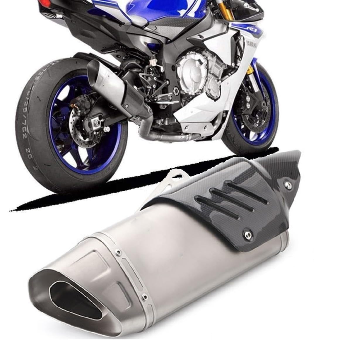 Tubo del silenziatore del silenziatore di scarico del motociclo, silenziatore del silenziatore di scarico dell'acciaio inossidabile Parti modificate 20 mm/0,8 pollici per moto a 2 tempi(Nero