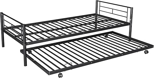 Miniatura 8 de Oudiec Litera individual sobre individual con nido y barandilla para dormitorio, dormitorio de los niños, marco de cama de acero resistente con