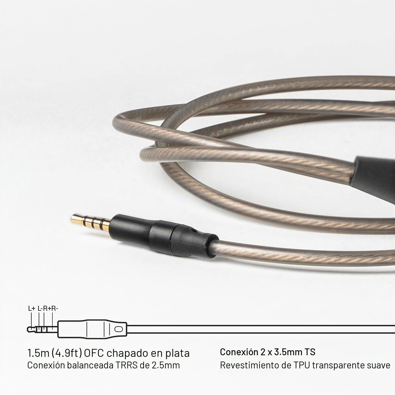 MEZE AUDIO | Cable upgrade para 99 Classics y 99 Neo | Cobre OFC chapado en plata | Longitud 1,50 m, simétrico (2,5 mm)