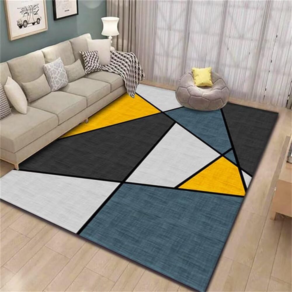 Tapis sol gamer motif geometrique pour deco salon et chambre 90X150CM