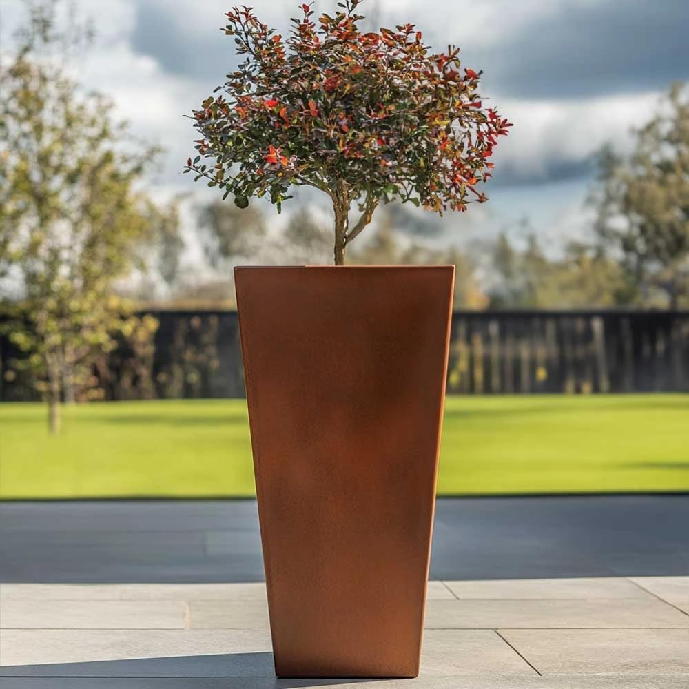 90cm Tall Tapered Square Planter - Zinc Copper Finish - Galvanised Aluzinc - Indoor/Outdoor Use