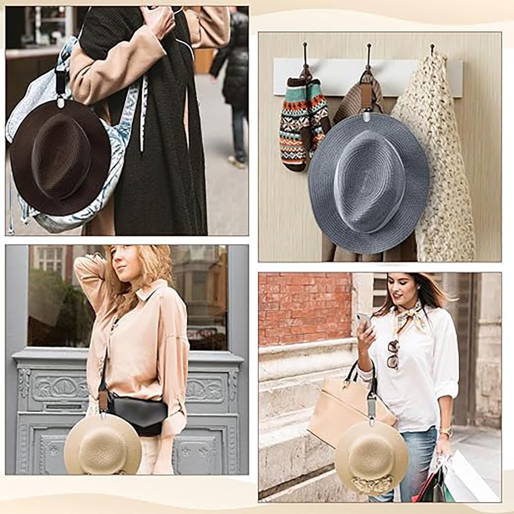Clips para Sombreros de Viaje, 4 PCS Clip Portátil Multifuncional con Elástico para Hombres y Mujeres