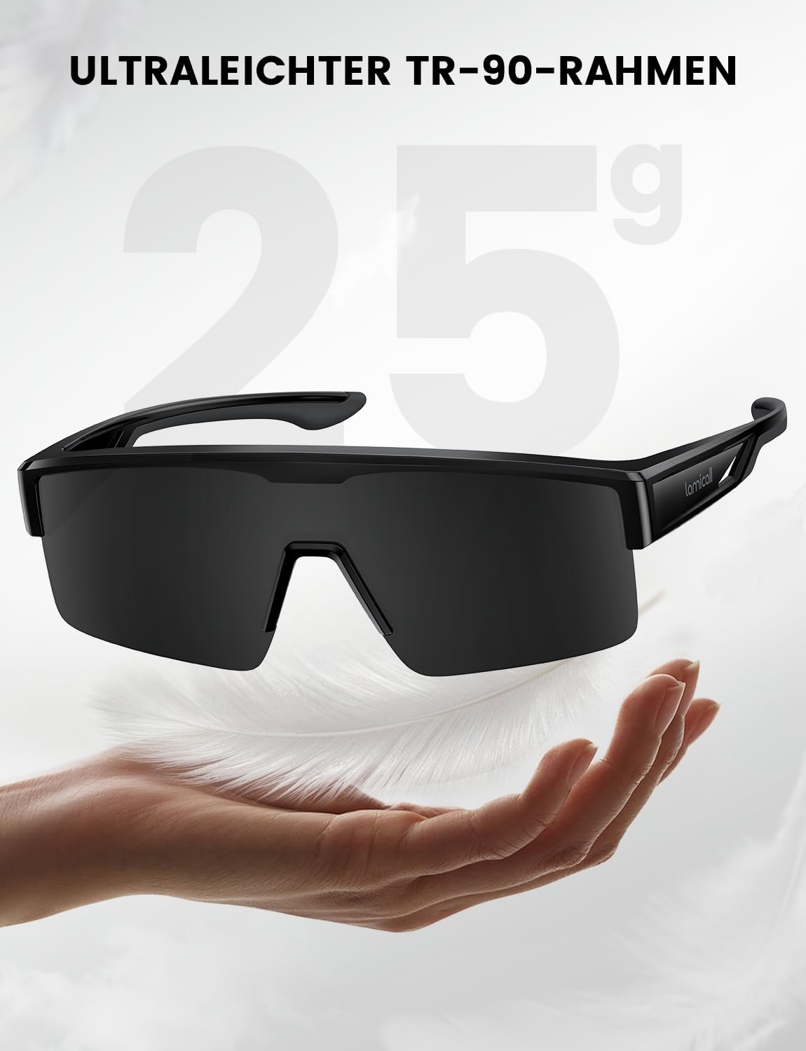 Lamicall Überzieh Sonnenbrille, Fahrradbrille für Brillenträger - [25g TR-90 Ultraleicht] Polarisierte Sonnenbrille über Normale Brille für Herren & Damen, UV400 Überziehbrille für Fahrrad Auto Angeln