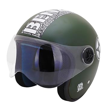 Sage Square ISI Certified Shell Guardian Open face Helmet for Cruiser Bike Royal Enfield and Others (Large, Green Matte)