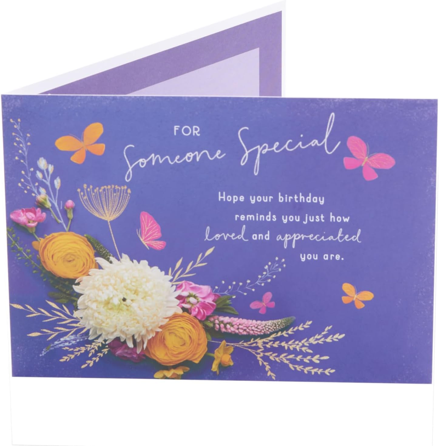 UK Greetings | Birthday Card for Her/Friend | Happy Birthday Gifts | Her, Girls, Women | Blue & Floral Design | With Envelope | 133 x 184 mm
