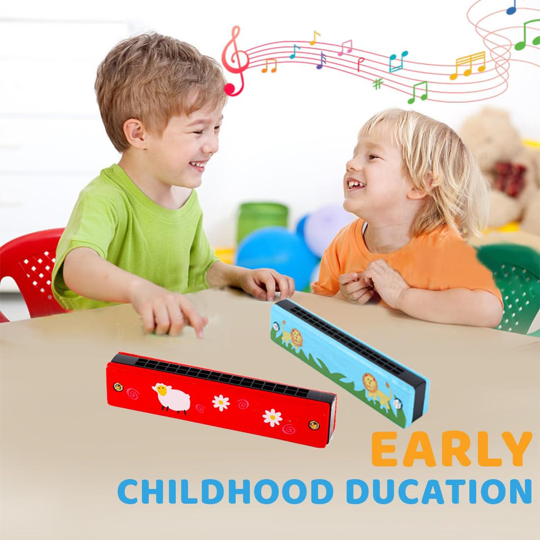 2pcs Harmonica Débutant, Harmonica de Bande Dessinée pour Enfants, pour Débutants,Enfants,Étudiants,Adultes,Joueurs Professionnels,16 Trous
