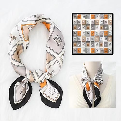 Miniatura 216 de FONYVE - Pañuelo de satén sedoso de tamaño mediano para mujer, cuadrado, 27.5 x 27.5 pulgadas