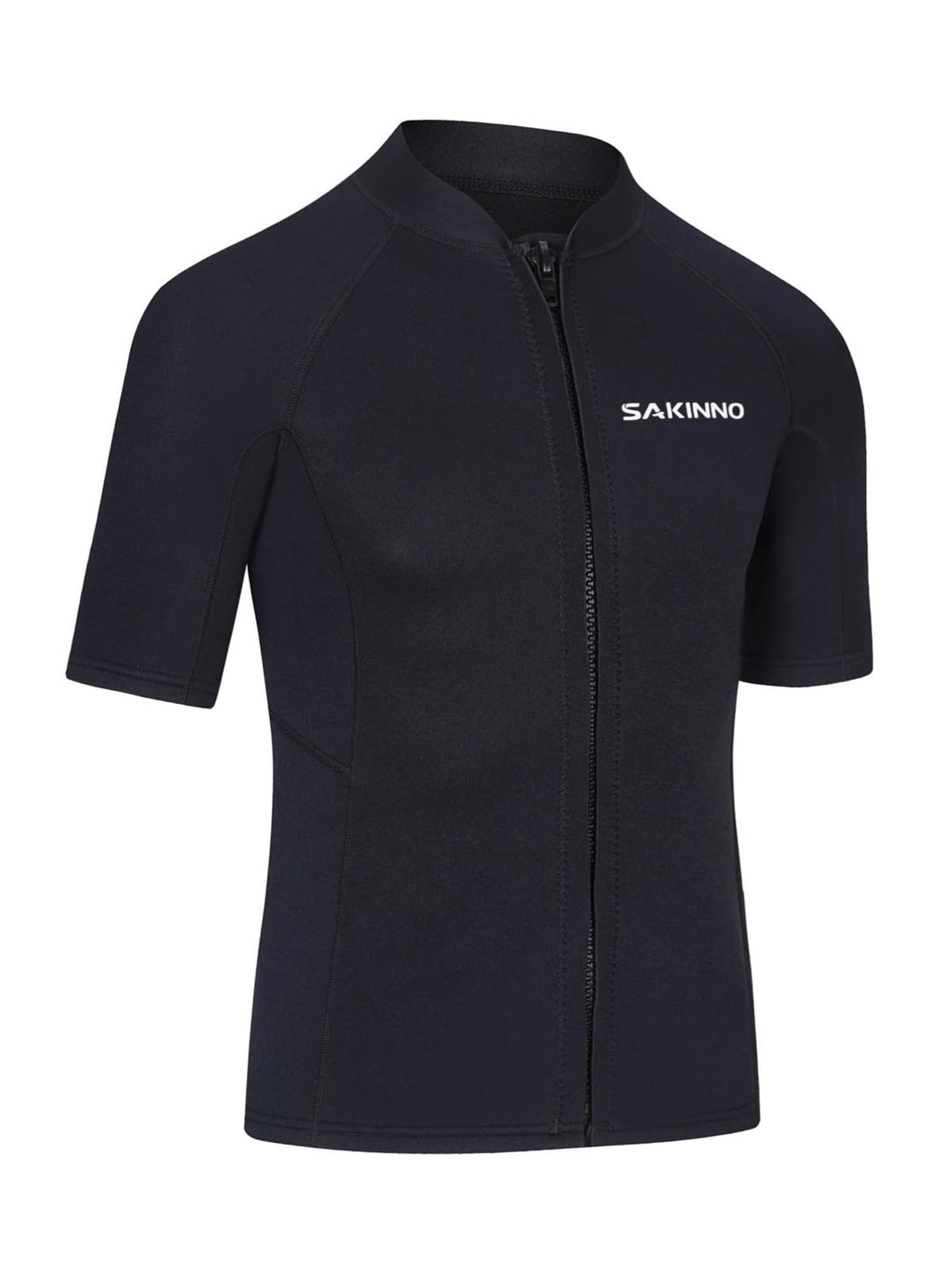 inhzoy Herren Neoprenanzug Oberteil 2mm Kurzarm Neopren Top Jacke Mit Frontreißverschluss Zum Tauchen Schnorcheln Surfen Schwimmen
