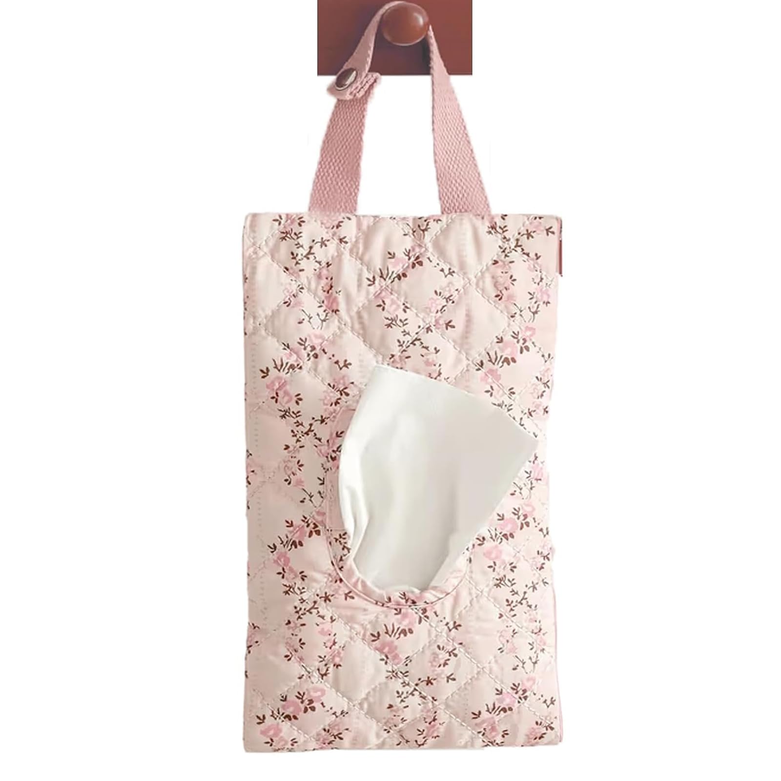 Quilted Baby Diaper and Wipes Pouch Portable Mommy Bag – Quilted Reusable Nappy & Wipe Holder with Lanyard for Stroller, Travel & Everyday Use (Pink)