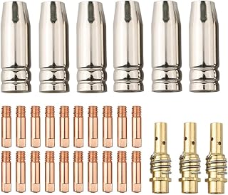 29PCS MIG Welder Parts Set, Copper Contact Tips 0.8/0.9mm, Gas Nozzles and Diffusers, Fits MB15 and 15AK Welding Torches(0.9mm)