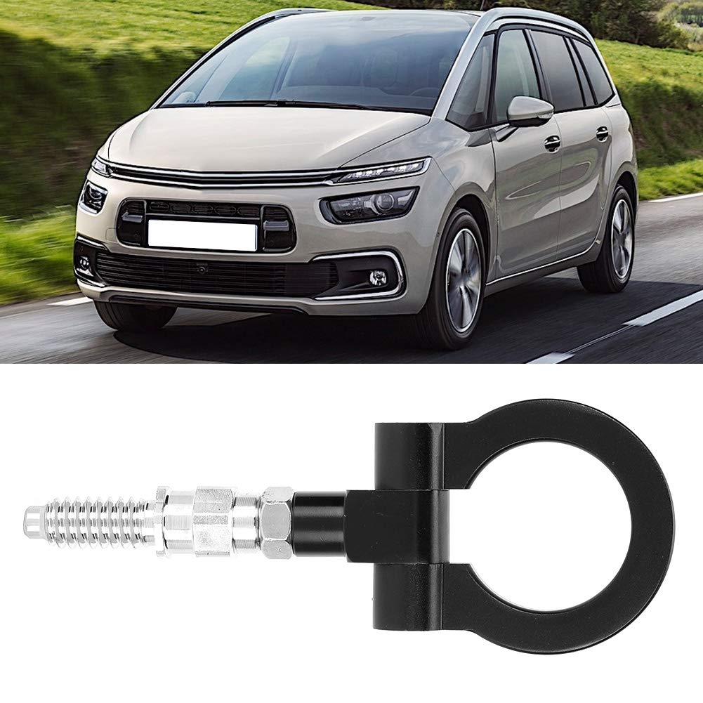 KIMISS Gancho de Remolque CNC para Coches europ, para Series 3 E39 E92 E91 E90 E46 E36, en Negro, Gancho Frontal y Trasero, Accesorio Exterior con Anillo