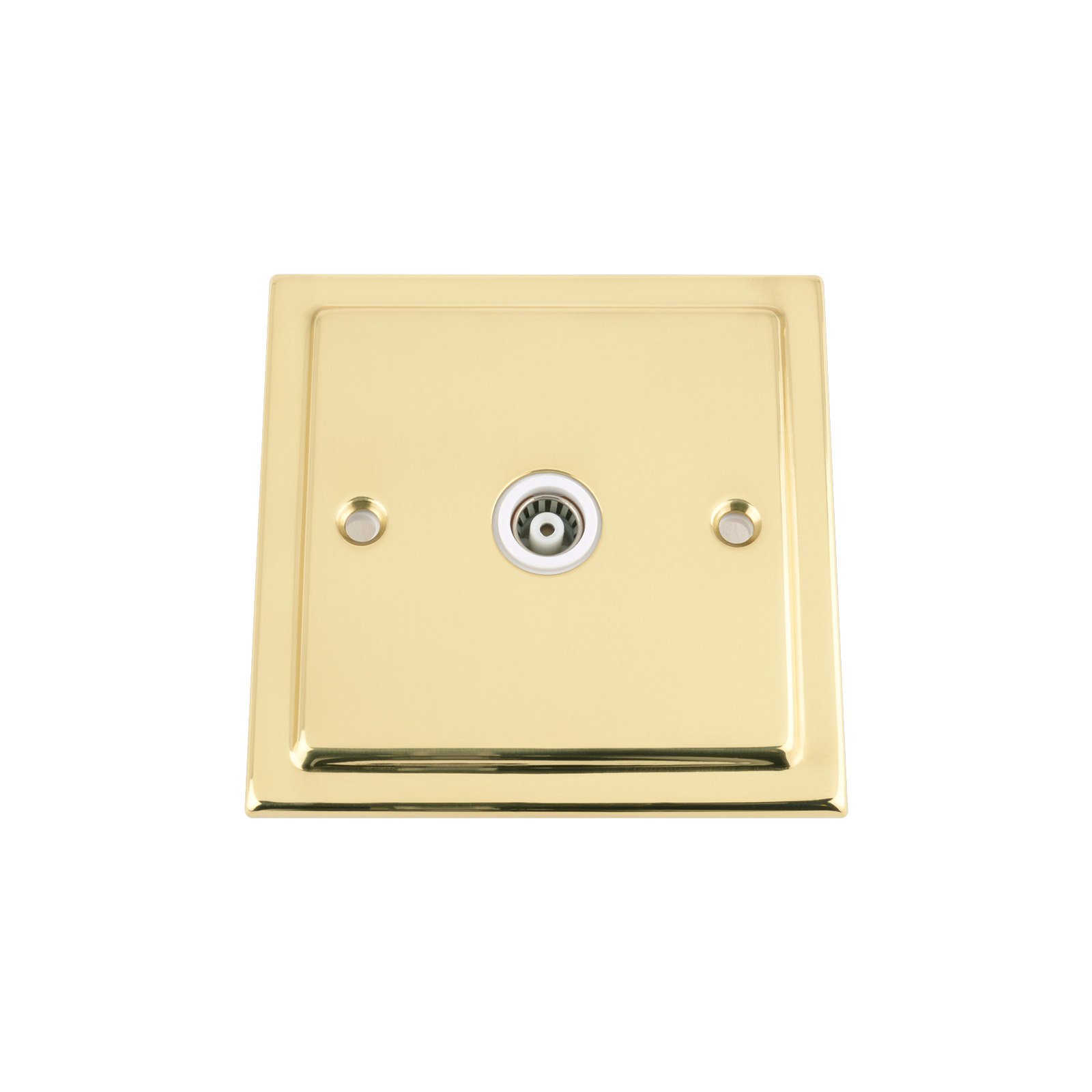 A5 Products Gold Tv Coaxial Aerial Socket Single 1 Gang - Victorian Polished Brass - White Insert