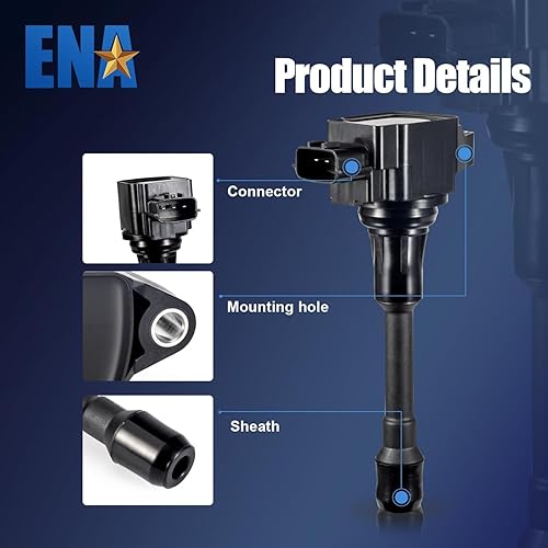 Miniatura 3 de ENA Juego de 4 bobinas de encendido compatibles con Nissan March Versa Micra L4 1.6L repuesto para 22448-1HC0A 224481HC0A UF509