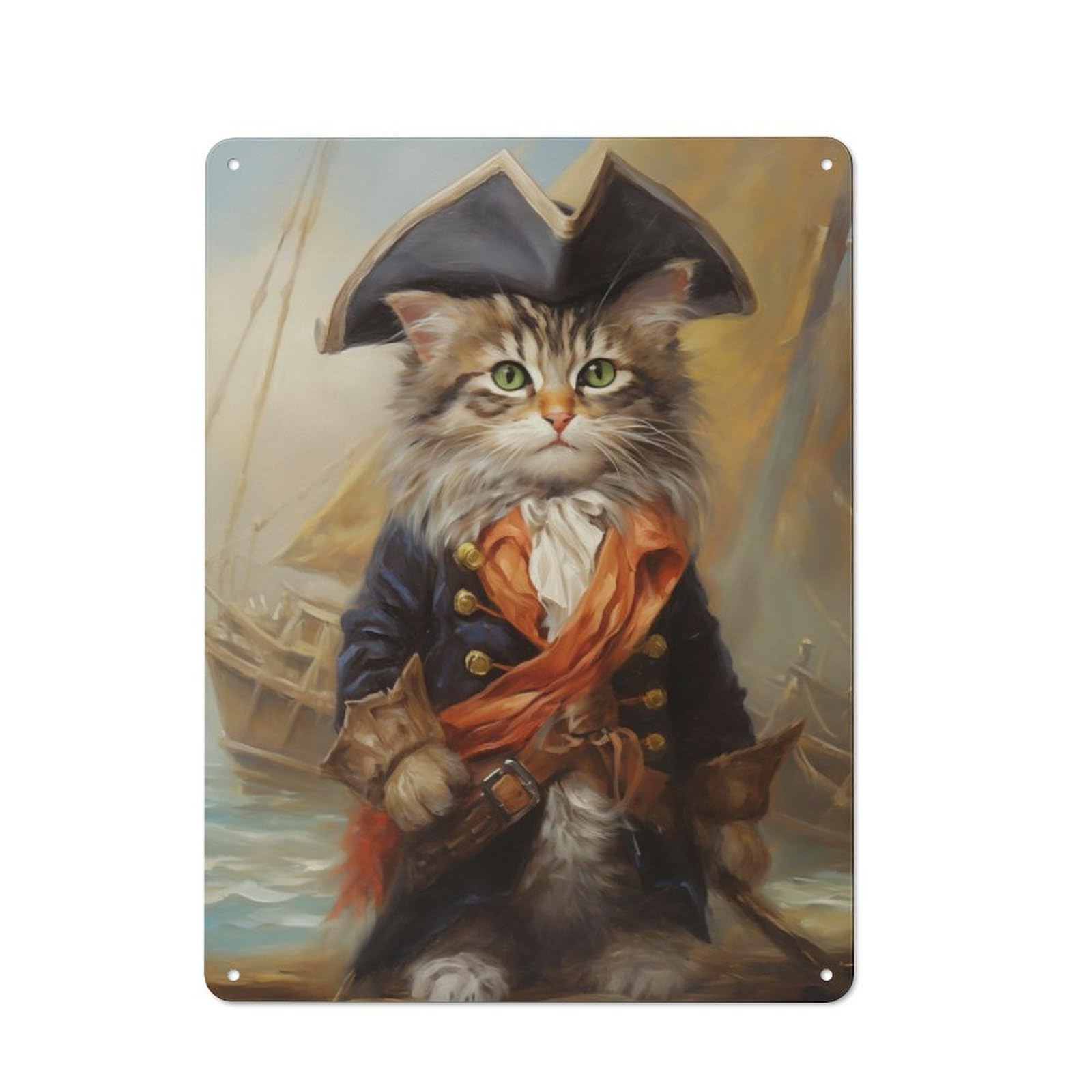 Junmoney Kitty Pirate Retro Tin Sign 40X30cm For Bar Or Restaurant, For Collectors Of Retro Metal Wall Decor