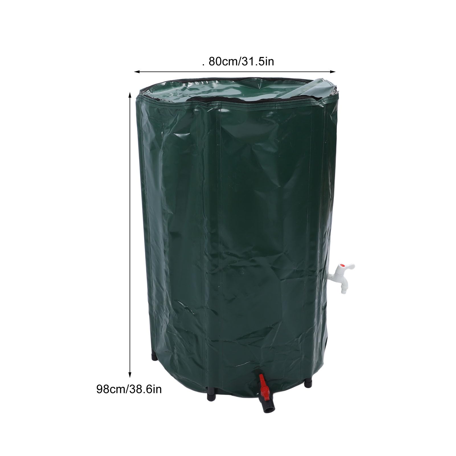 Fdit Bidone Pieghevole per Acqua Piovana, Portatile di Raccolta Dell Acqua | PVC e Nylon Resistenti, Ø80 Cm, H98 Cm, Antigraffio, Facile da Trasportare, con Rubinetto e Troppopieno