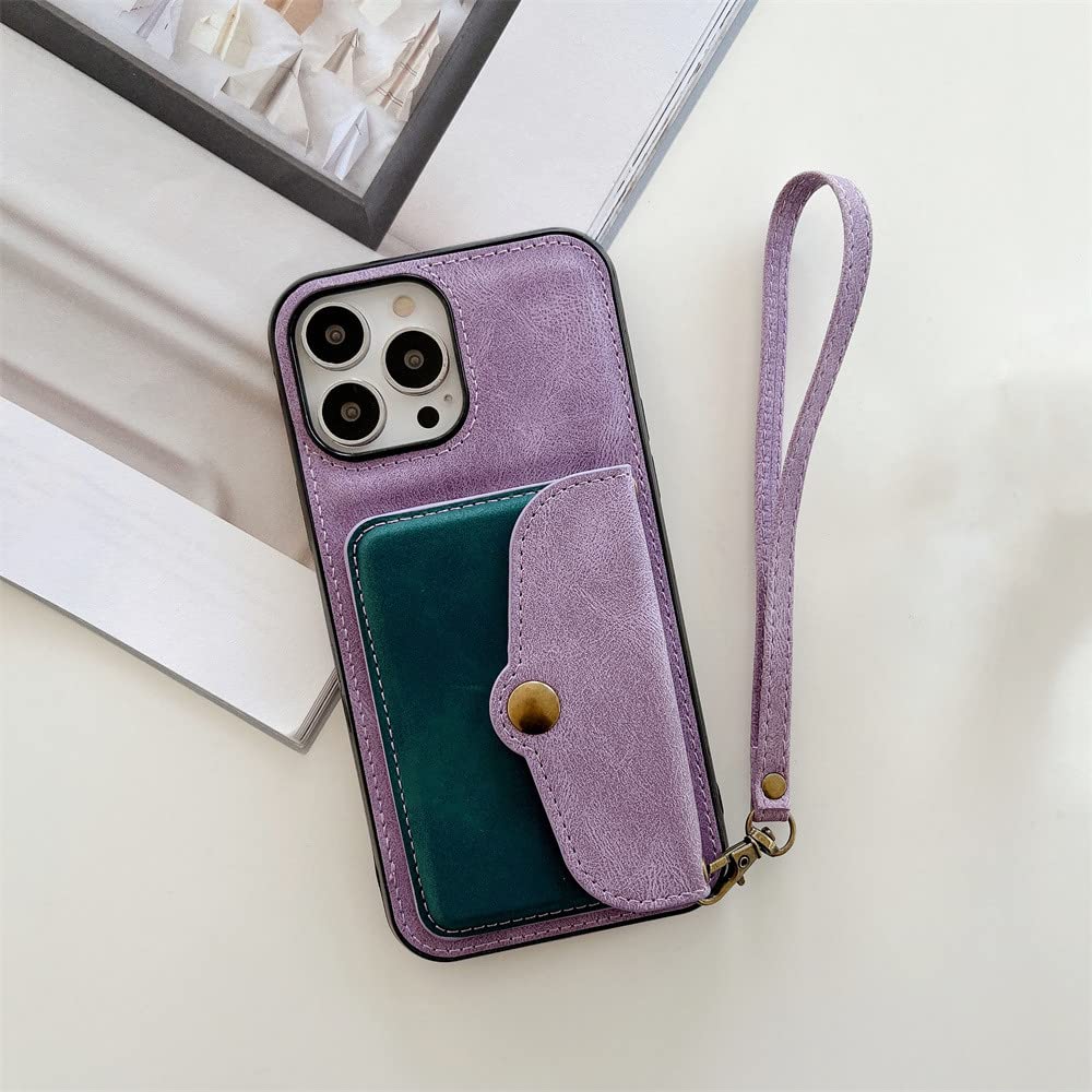 Coque Portefeuille iPhone 11 Pro Violet Housse Cuir Sangle Porte-Cartes - 4