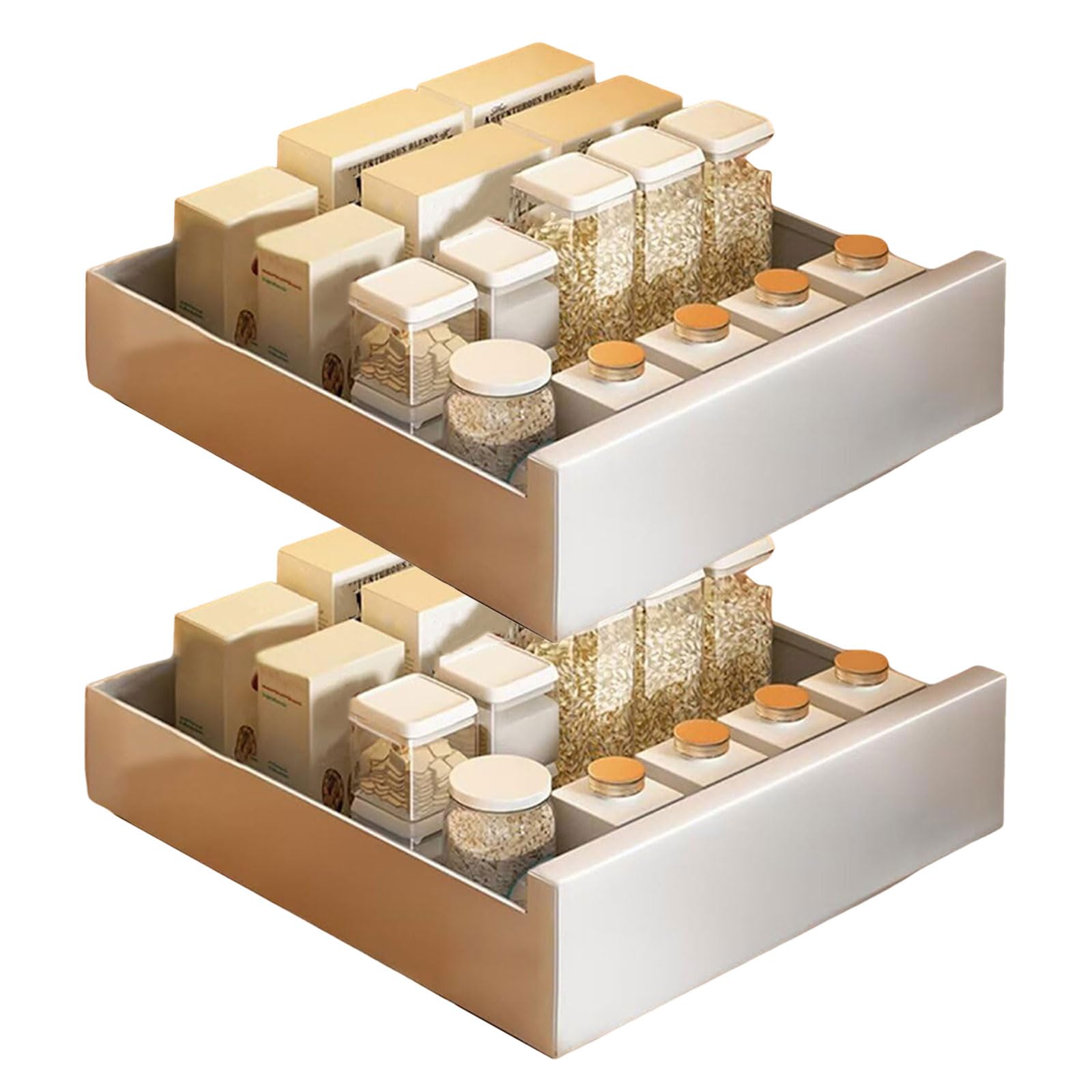 Organizador extraíble para armarios profundos con 3 guías de extensión total, pack de 2