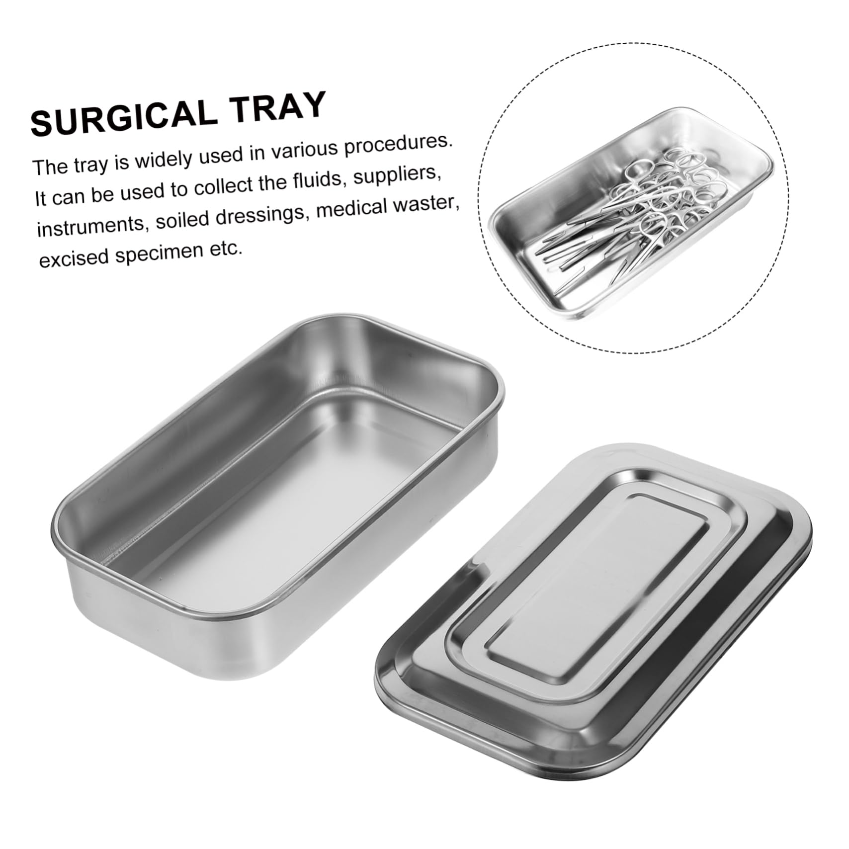 CANIGHT Vassoio Inox con da 8 Pollici per Utensili Dentali e Odontoiatrici Facile da e