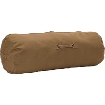 Heavy Duty Cotton Canvas SIDE ZIPPER Duffle Bag with Pin - Coyote Brown, Jumbo - 42" x 16" x 16"