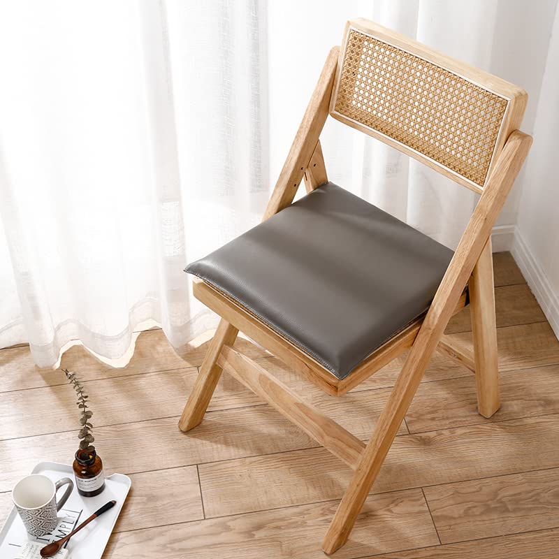 Cuscino per sedia in memory foam, con cerniera, antiscivolo, in ecopelle, per giardino, patio, sala da pranzo e ufficio, impermeabile e resistente, marrone scuro, 50 x 50 x 3 cm