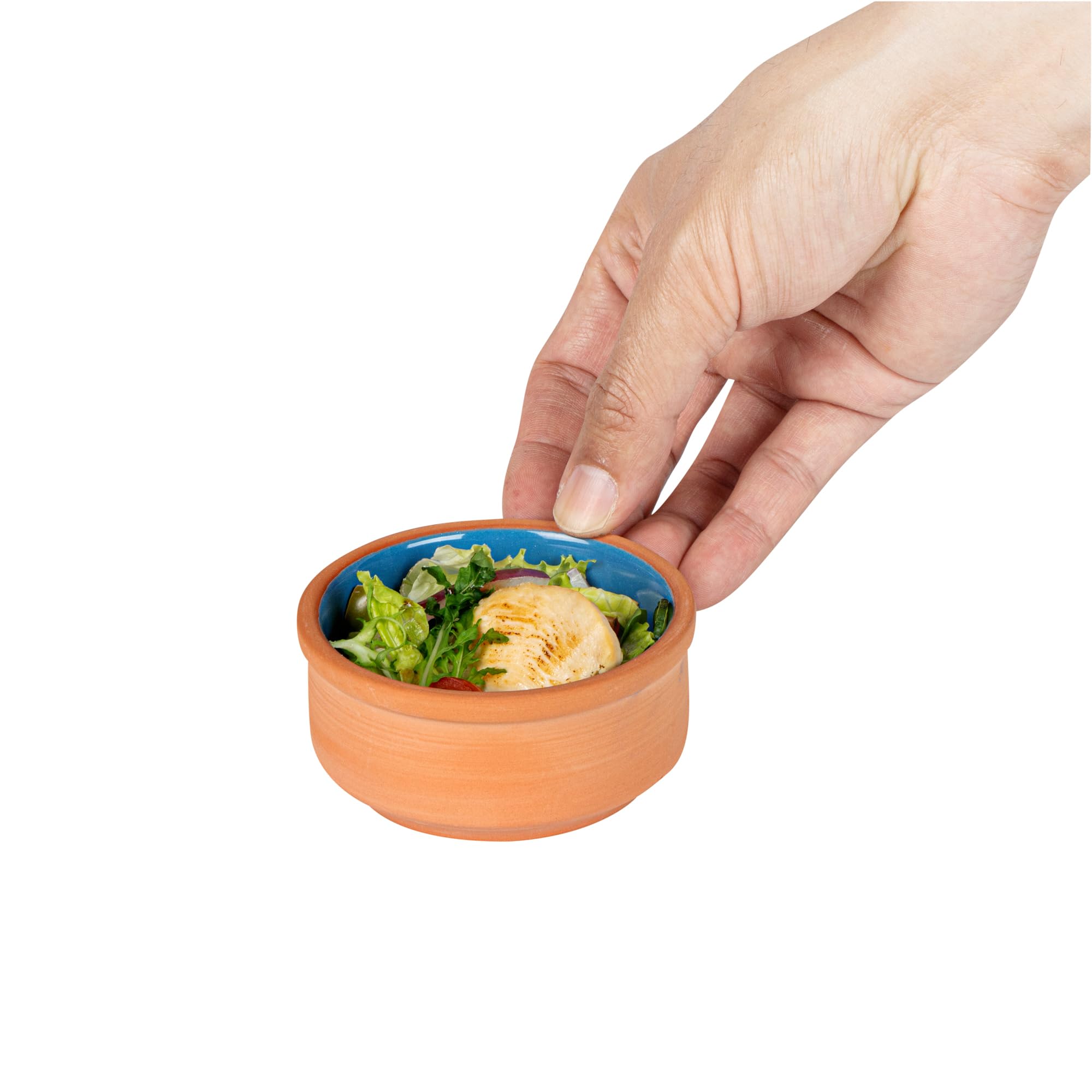 Restaurantware -Terra Tek - Cazuelas in terracotta, 76,5 g, 10 pentole in argilla smaltata blu per cucinare, pronte per il forno, microonde, pentole in terracotta, lavabili in lavastoviglie, per