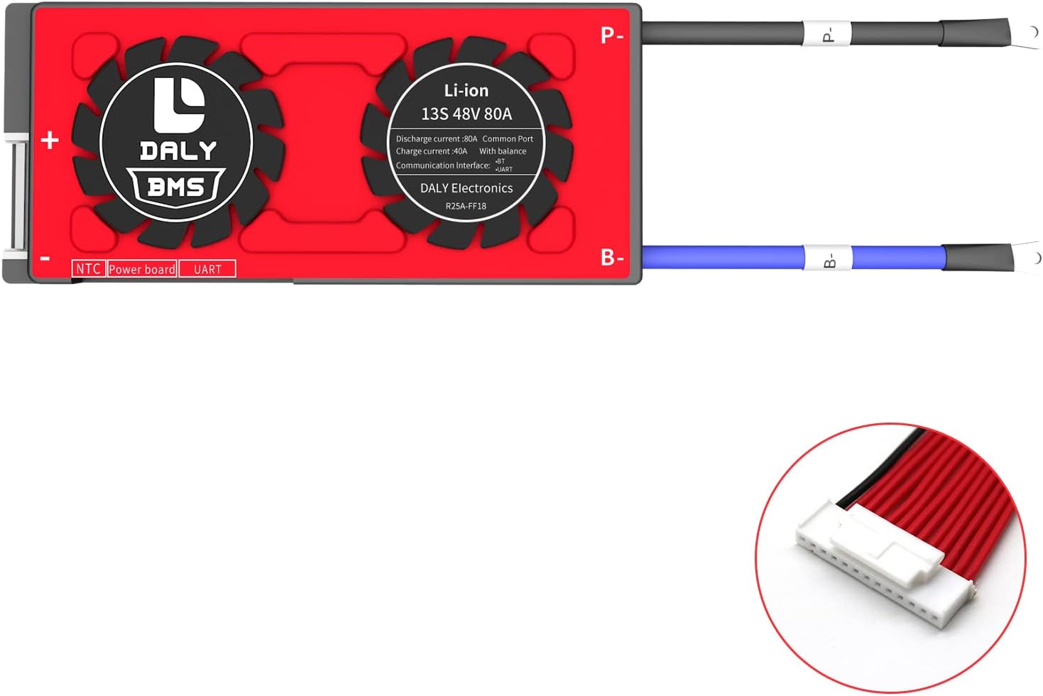 DALY Smart BMS Li-ion 48V 13S 80A with UART Communication, Resetting Bluetooth Module,Common Port for Rated 3.7V Lithium Power Charge and Discahrge Protection(Smart BMS+RS485+CAN,80A)