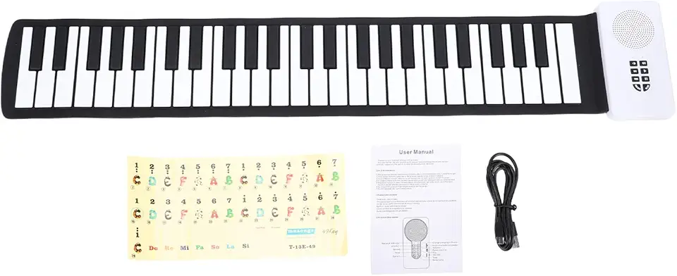 Acouto Teclado Portátil de Piano Roll para Iniciantes Teclado Eletrônico Flexível de 49 Teclas Com Alto-falantes Integrados - de Piano Digital Portátil Dobrável para Crianças e Viagens - Musical