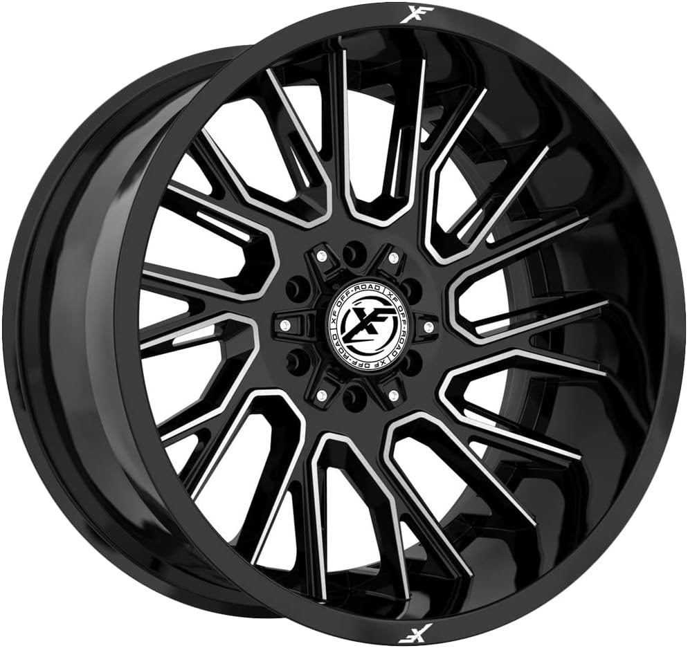 Xf Off-Road Xf-230 Wheel 20x10 8x165.1 & 8x170 Gloss Black & Machined -12mm - FREE T-SHIRT INCLUDED!