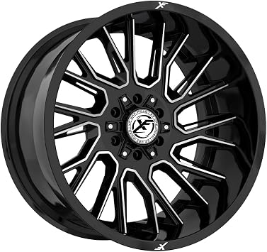 Xf Off-Road 17x9 Wheel Xf-230, 5x127 & 5x139.7, Gloss Black & Machined, 12mm Offset - FREE T-SHIRT INCLUDED! by Xf Off-Road