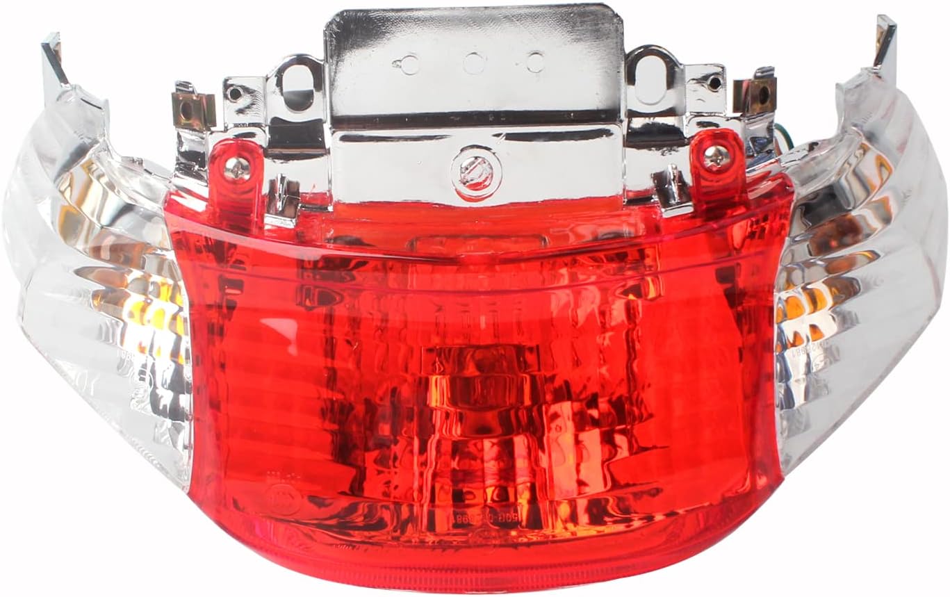 Minho Rear Tail Light Assembly, 12V Brake & Turn Signal Combo Lamp, Compatible with GY6 49cc 50cc Chinese Scooter Moped ATV, Halogen P21W/5W