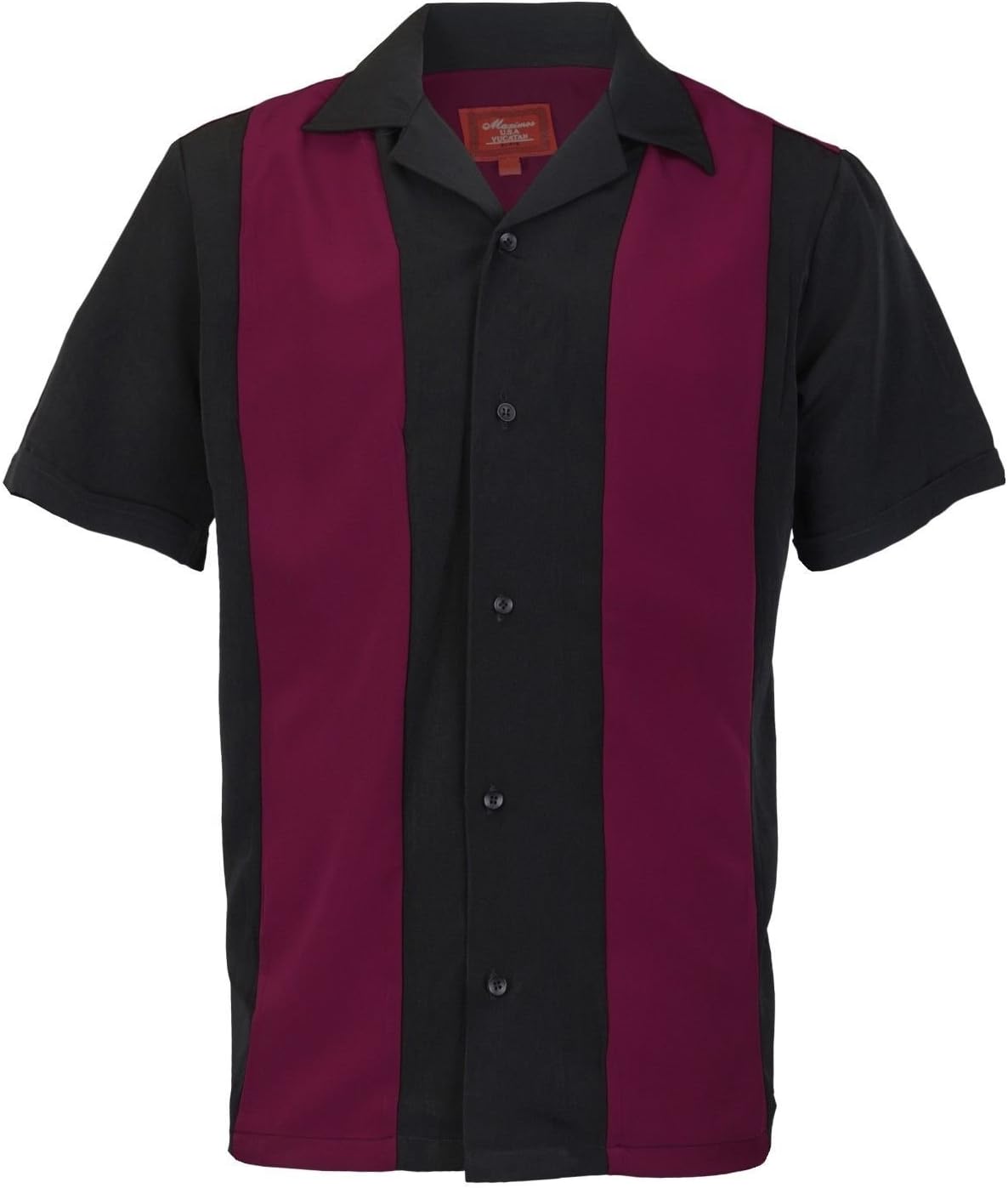 Men's Retro Classic Charlie Sheen Two Tone Guayabera Bowling Casual Dress Shirt