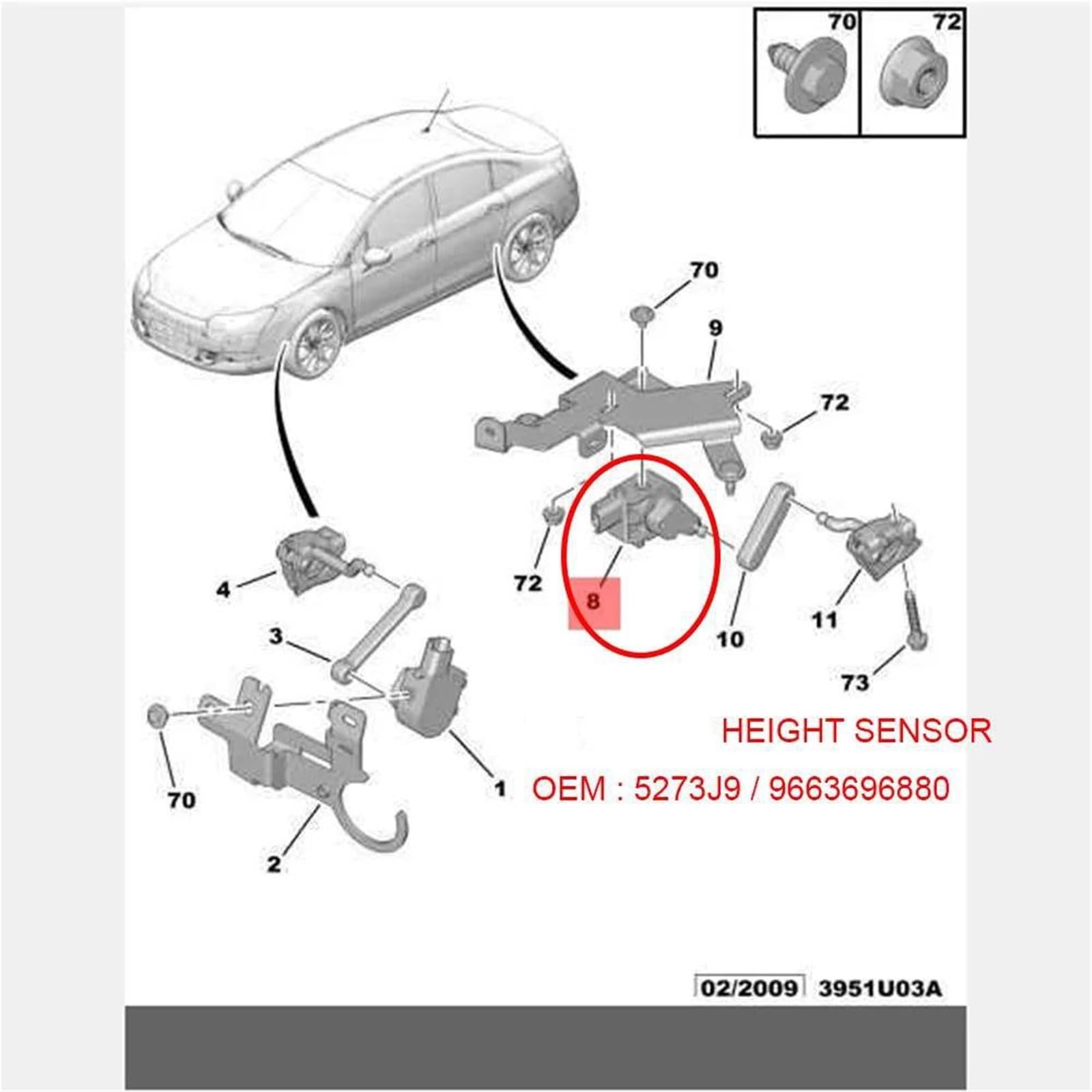 Czujnik wysokości samochodu do Citroen C5 C6