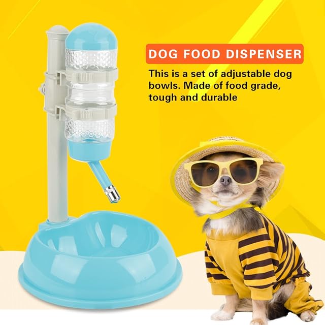 Foto 3 de 8 de Dispensador automático de Botellas de Agua, tazón de Comida para Mascotas, Altura Ajustable