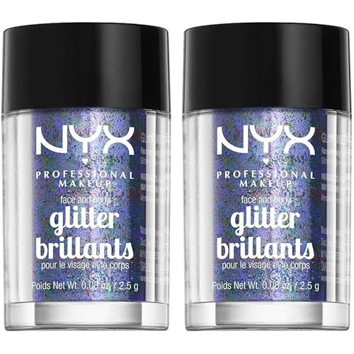 NYX PROFESSIONAL MAKEUP Face & Body Glitter, Violet (Pack of 2)