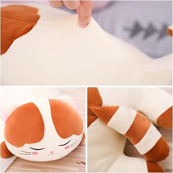 Cat Big Plush Hugging Pillow, Super Soft Kitten Kitty Stuffed Animals Toy Gifts for Kids, Girls, Bed, Christmas, Valentine 21.7 (Brown)