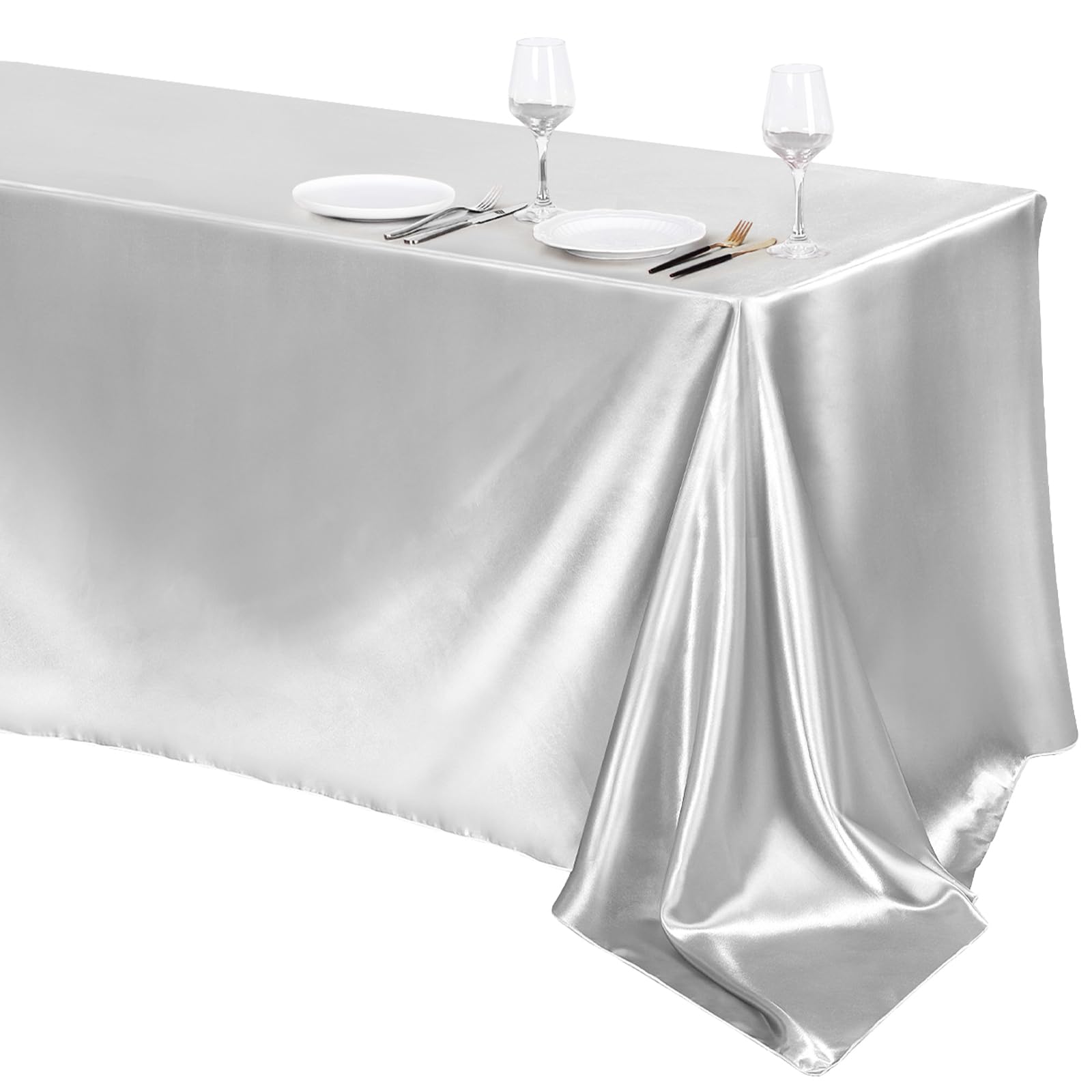 Ivory Satin Tablecloths - 4 Pack Overlay Covers -26