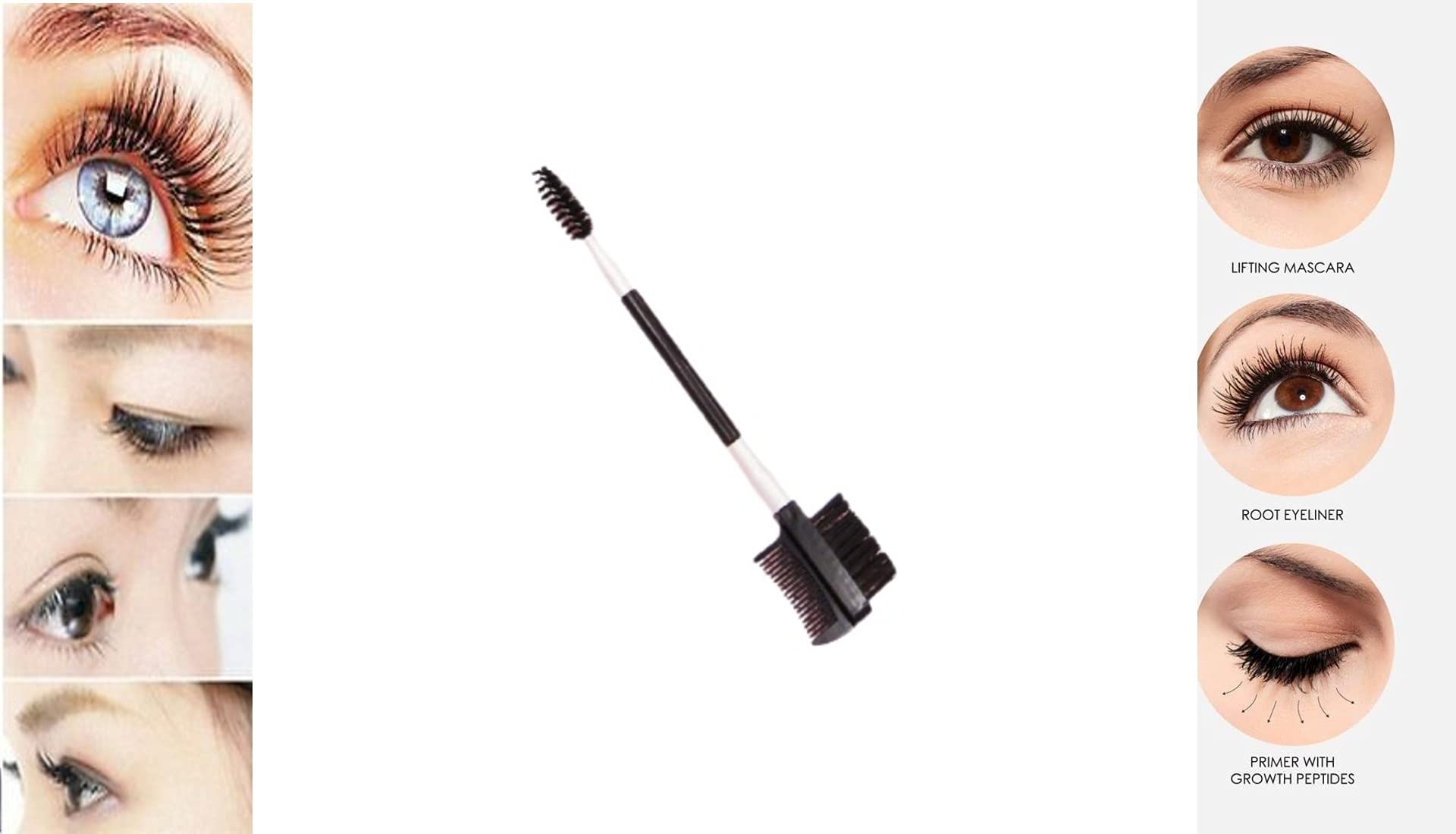 Double-end Eyelash Comb Separator Mascara Lift Curl Metal Beauty Eyes Makeup Tool Eyelashes Comb (Black Silver) 3