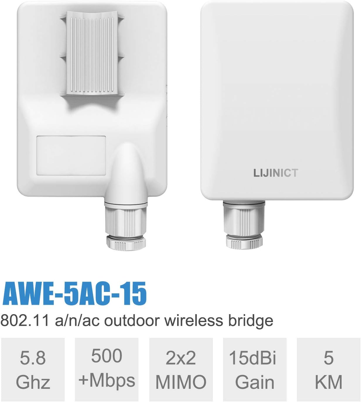 Rеvіеw Prоduсt LIJINICT Wireless Bridge Point to Point Outdoor, Wireless Access Point Outdoor Poe, Outdoor WiFi Extender, 5.8G Outdoor Cpe WiFi Bridge with Ethernet Port 802.11a/n/ac, 2-Pack