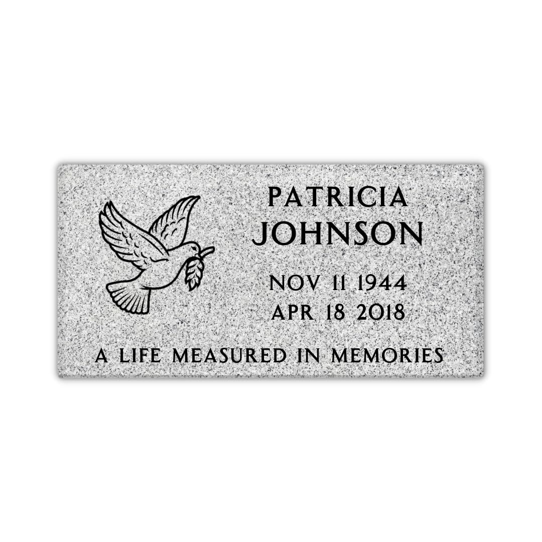 Flat Headstone Grave Marker - 20 x 10 x 3"- Gray Granite Headstone for Grave, Cemetery or Garden - Solid Natural Stone, Tombstone, Grave Stone with engraving