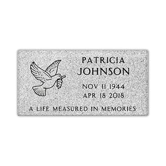 Flat Headstone Grave Marker - 20 x 10 x 3"- Gray Granite Headstone for Grave, Cemetery or Garden - Solid Natural Stone, Tombstone, Grave Stone with engraving