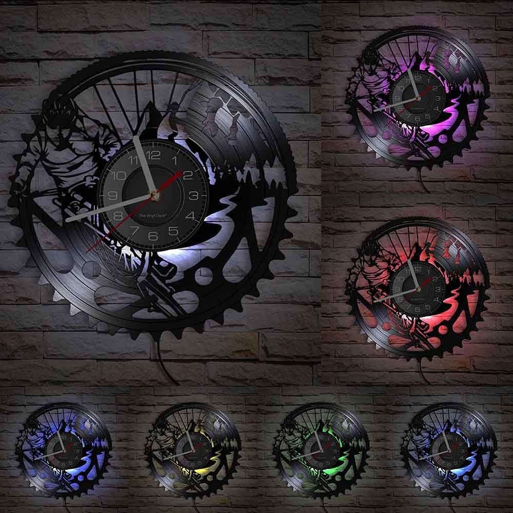 Smoothly Orologio Da Parete In Vinile, Motivo Ciclismo, Luce
