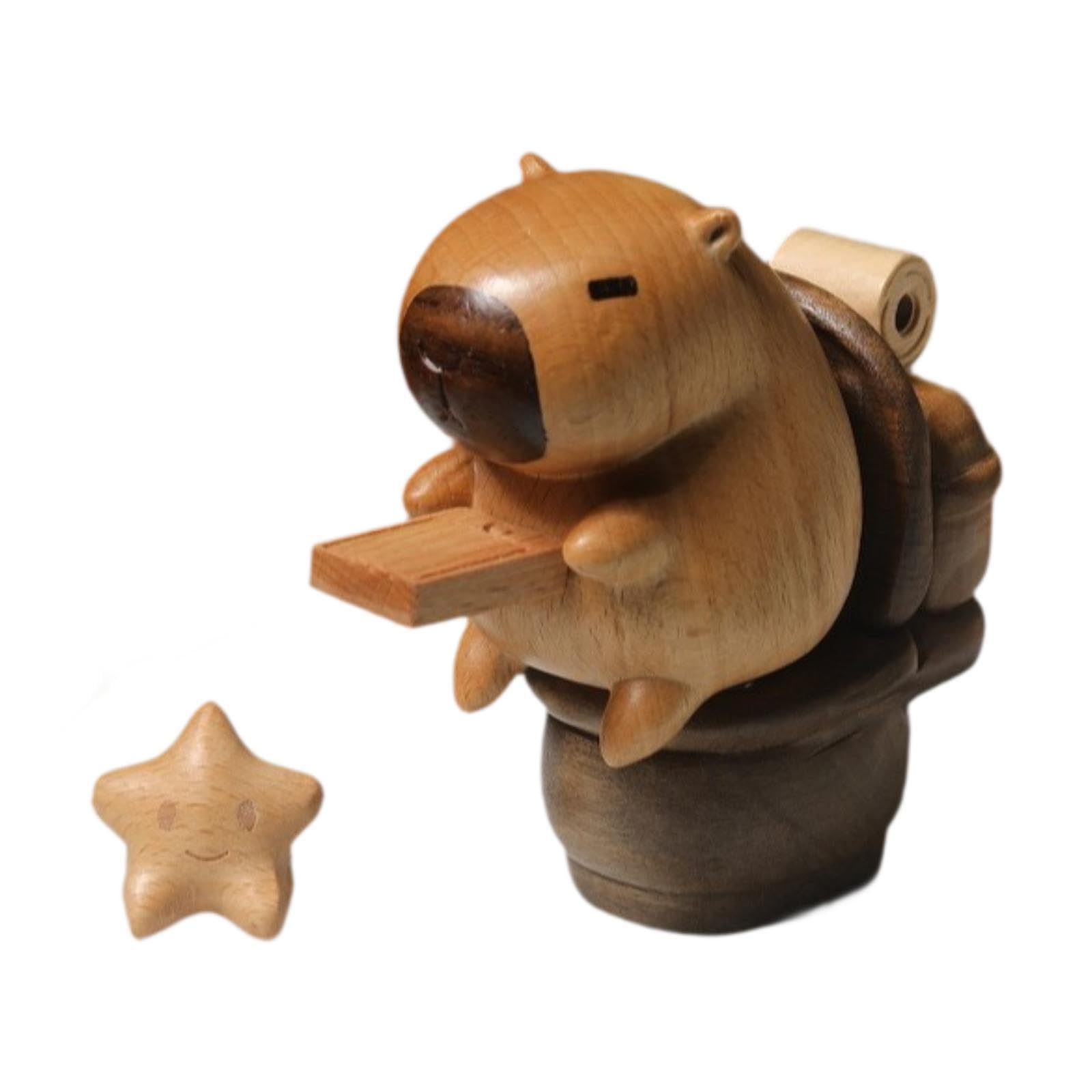 Giocattolo Puzzle di Cacca di Capibara, Statua di Animale in Legno, Scultura Artistica Minimalista, Statuetta in Miniatura per mensola della Camera da