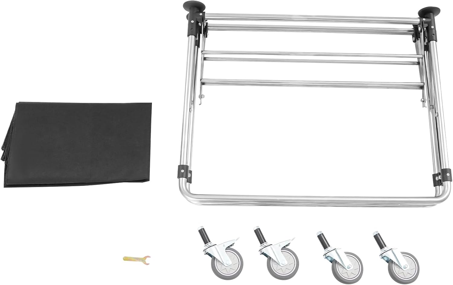 Commercial Laundry Cart with Wheels,Foldable Laundry Cart with Removable Oxford Cloth Basket,Steel Industrial La-undry for Homes Hotel Offices (Black, 34.25x20.47x30.7in)