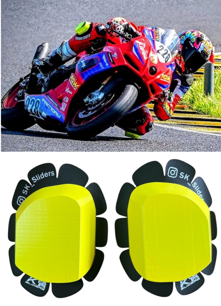 KLAMOTTEN STORE Holz Knieschleifer KS-Sliders Knieschoner Motorrad Schutzbekleidung (neongelb)